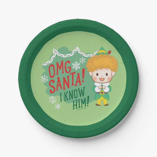 Buddy the Elf OMG Santa! I Know Him! Paper Plates (Front)