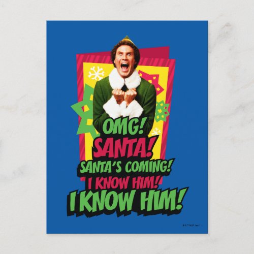 Buddy the Elf  OMG Santa Postcard