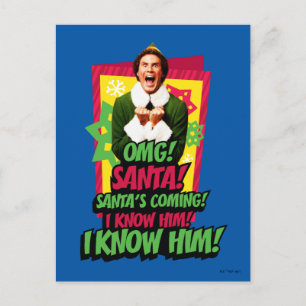 Buddy the Elf OMG! Santa! Postcard