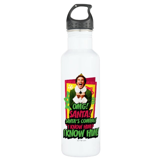 Buddy the Elf | OMG! Santa! Stainless Steel Water Bottle (Front)