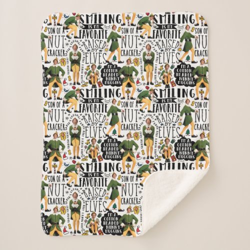 Buddy the Elf Quote Pattern Sherpa Blanket