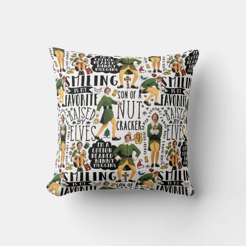 Buddy the Elf Quote Pattern Throw Pillow