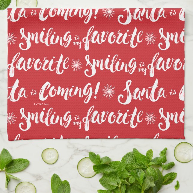 Buddy the Elf | Smiling is my Favorite Pattern Kitchen Towel (Folded)