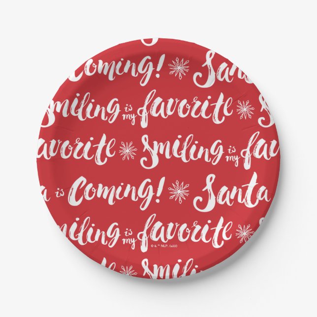 Buddy the Elf | Smiling is my Favorite Pattern Paper Plates (Front)