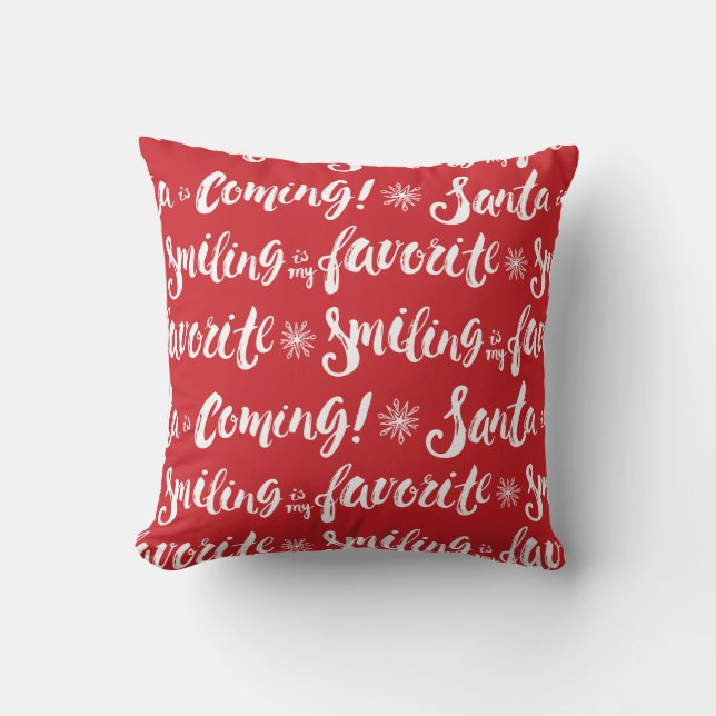 Buddy the Elf | Smiling is my Favorite Pattern Throw Pillow (Front)