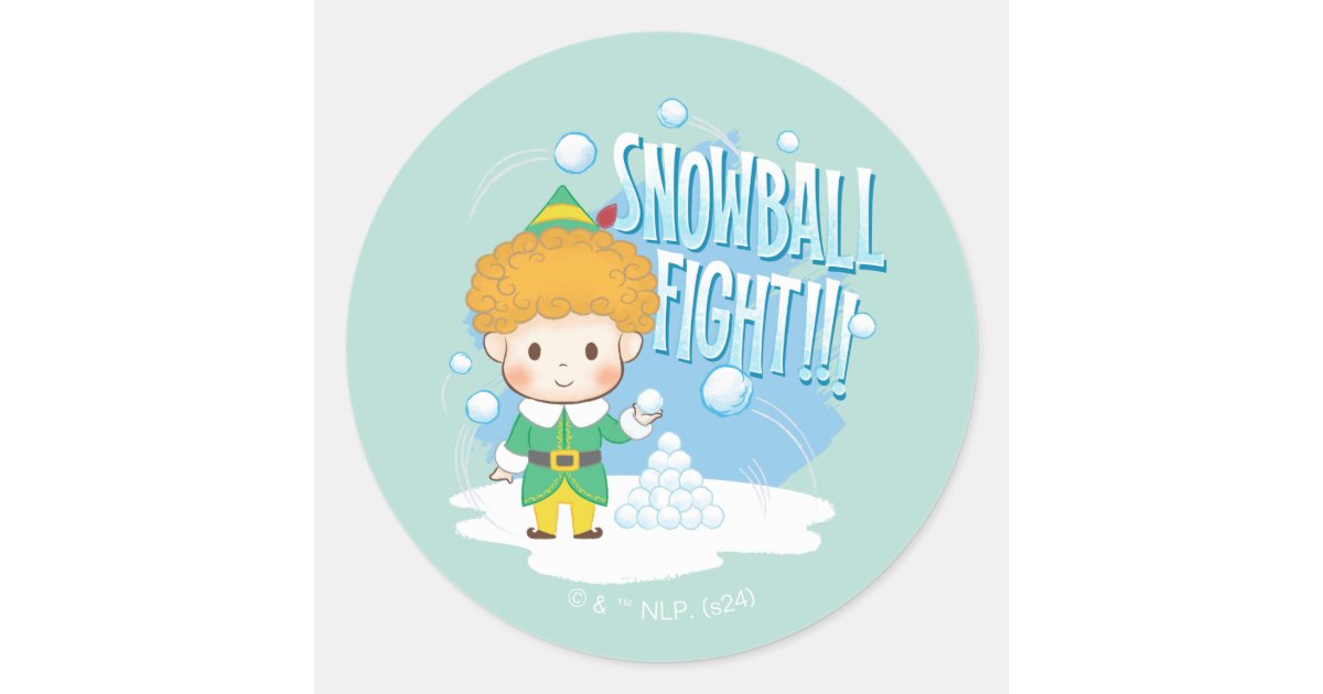 Buddy the Elf Snowball Fight! Classic Round Sticker | Zazzle