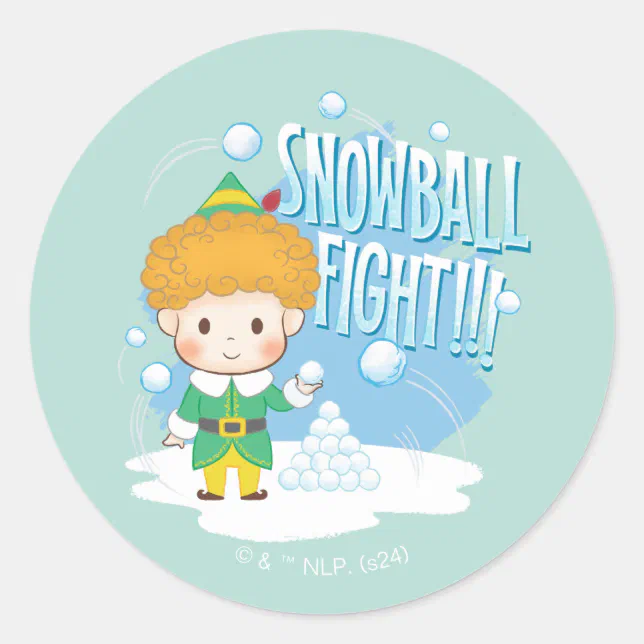 Buddy the Elf Snowball Fight! Classic Round Sticker | Zazzle