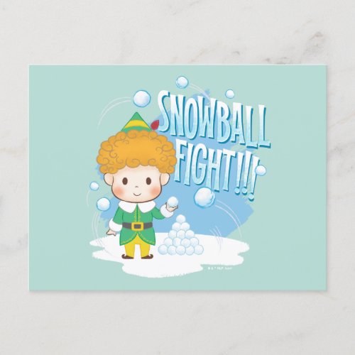 Buddy the Elf Snowball Fight Holiday Postcard