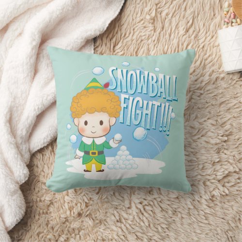 Buddy the Elf Snowball Fight Throw Pillow