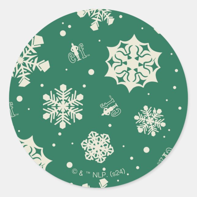 Buddy the Elf Snowflake Pattern Classic Round Sticker (Front)