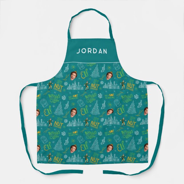 Buddy the Elf Teal Quote Pattern Apron (Front)