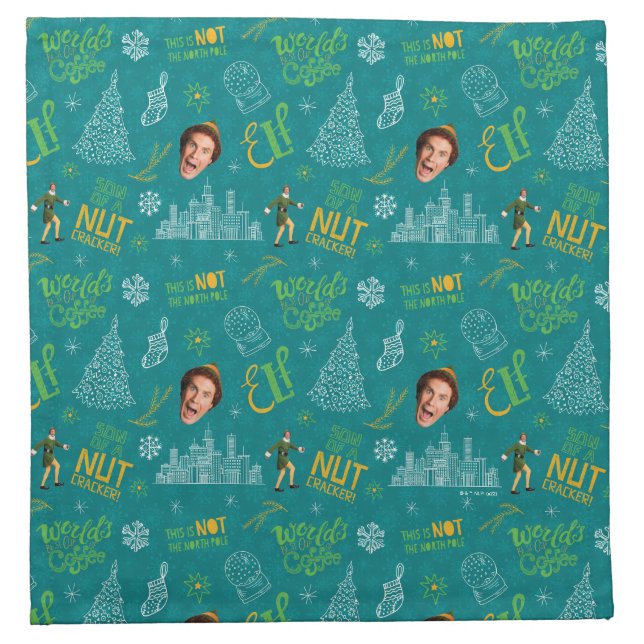 Buddy the Elf Teal Quote Pattern Cloth Napkin (Front)