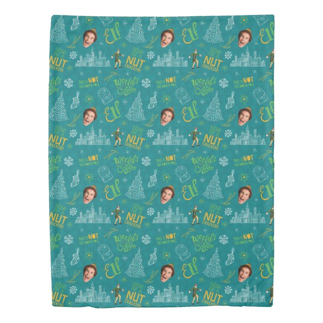 Buddy the Elf Teal Quote Pattern Duvet Cover (Front)