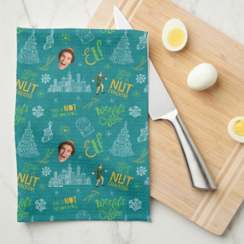 Buddy the Elf Teal Quote Pattern Kitchen Towel