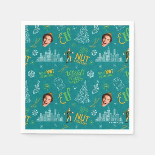 Buddy the Elf Teal Quote Pattern Napkins