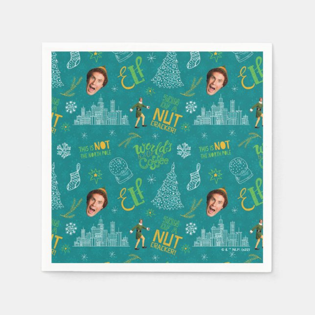 Buddy the Elf Teal Quote Pattern Napkins (Front)