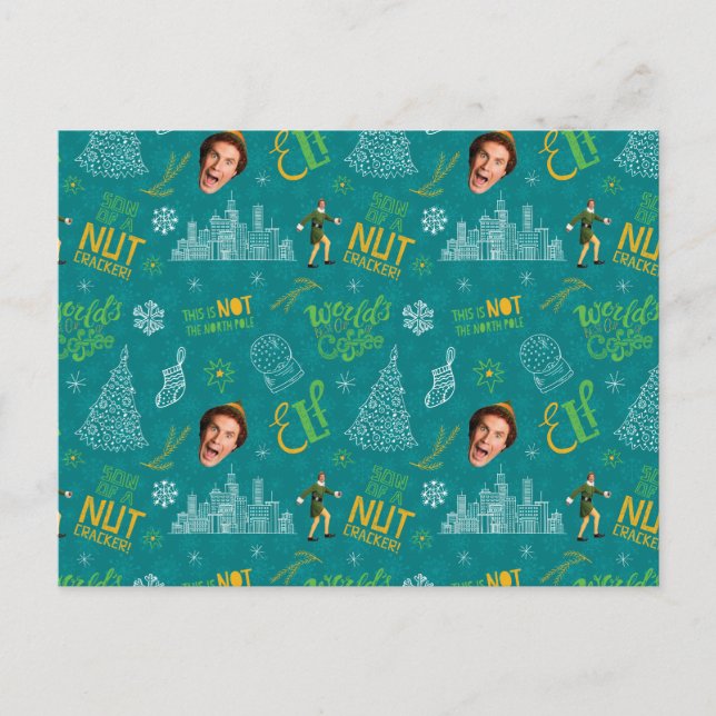 Buddy the Elf Teal Quote Pattern Postcard (Front)
