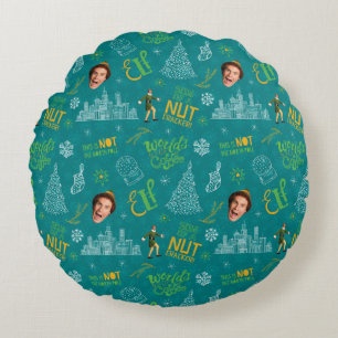 Buddy the Elf Teal Quote Pattern Round Pillow