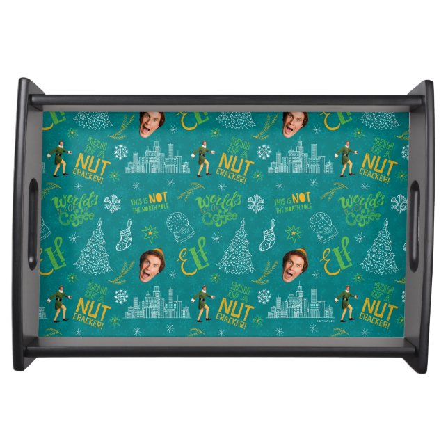 Buddy the Elf Teal Quote Pattern Serving Tray (Front)