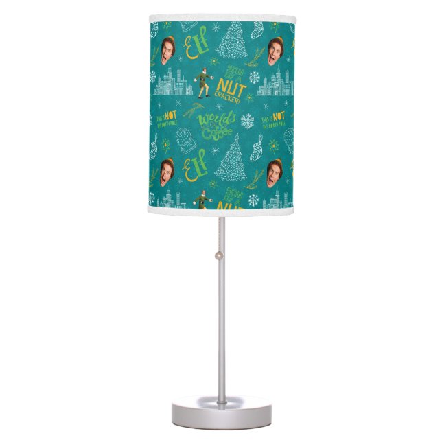 Buddy the Elf Teal Quote Pattern Table Lamp (Front)