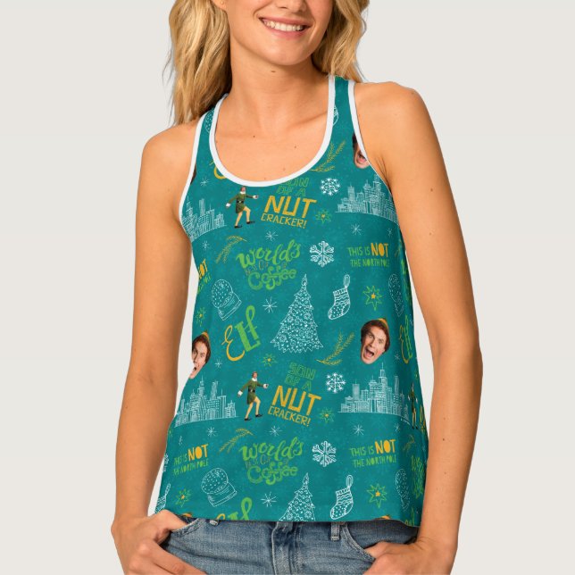 Buddy the Elf Teal Quote Pattern Tank Top (Front)
