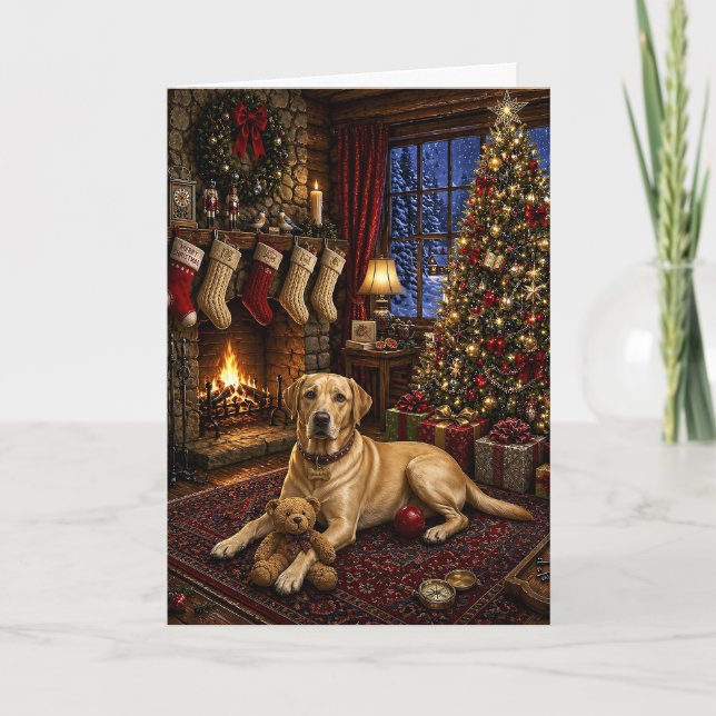 Buddy The Yellow Labrador Retriever Holiday Card  (Front)