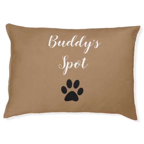 Buddys Spot Dog Paw Print Typographic Brown Pet Bed