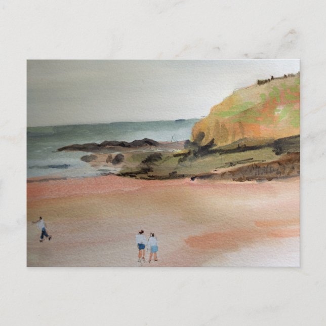 Bude, Cornwall, Beach, Suffolk, Coastal Art Postcard (Front)