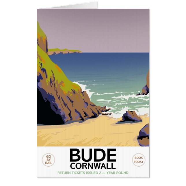 Bude cornwall Seaside travel poster Card (Front)