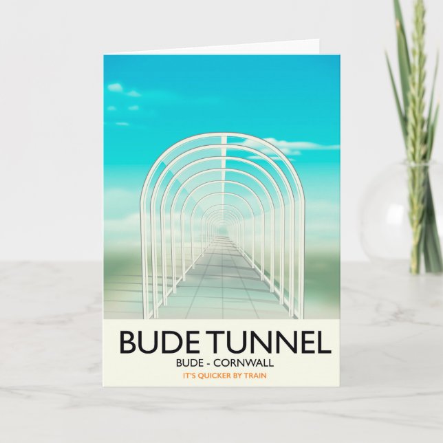 Bude Tunnel, Cornwall Parody Travel poster Holiday Card (Front)
