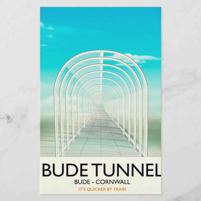 Bude Tunnel, Cornwall Parody Travel poster Stationery (Front)