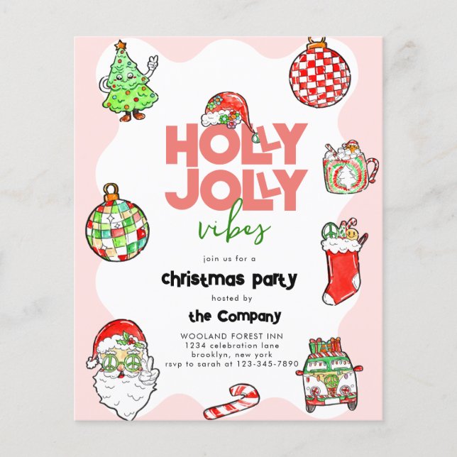 BUDET Festive Retro Holly Jolly Christmas Party (Front)