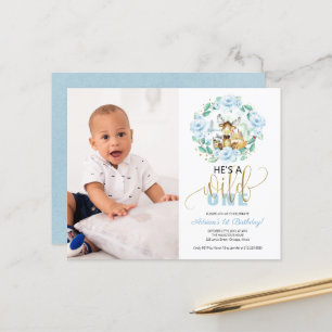 Budge He's A Wild One Photo 1st Birthday Invite