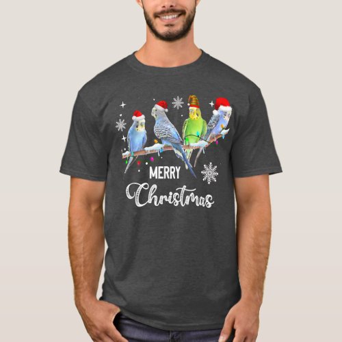 Budgerigar Budgie Bird Christmas Lights Xmas  T_Shirt