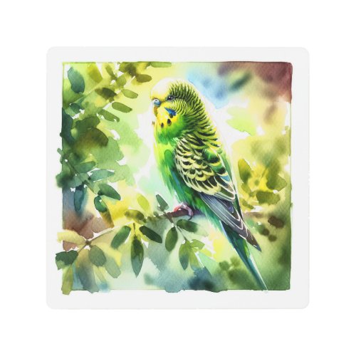 Budgerigar in Flight REF210 _ Watercolor Metal Print