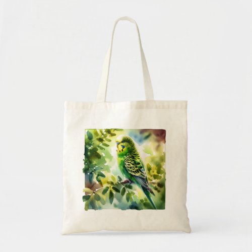 Budgerigar in Flight REF210 _ Watercolor Tote Bag