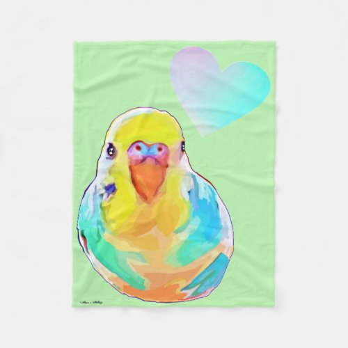 Budgerigar Parakeet Colorful Bird Ombre Heart S Fleece Blanket