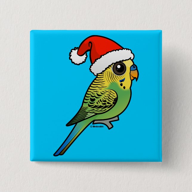Budgerigar Santa Claus Button (Front)