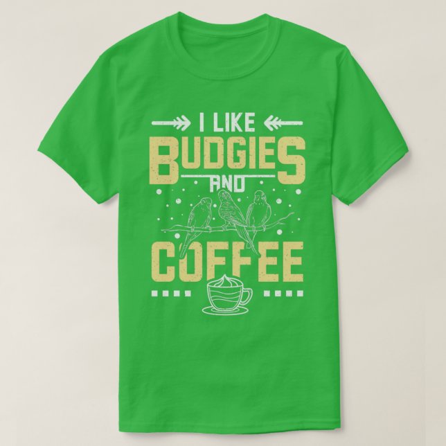 Budgerigars And Coffee T-Shirt (Design Front)