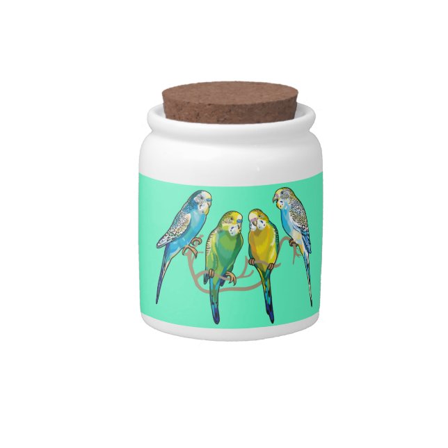 budgerigars candy jar (Front)