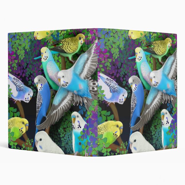 Budgerigars & Ferns Avery Binder (Background)