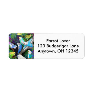 Budgerigars in Ferns Label