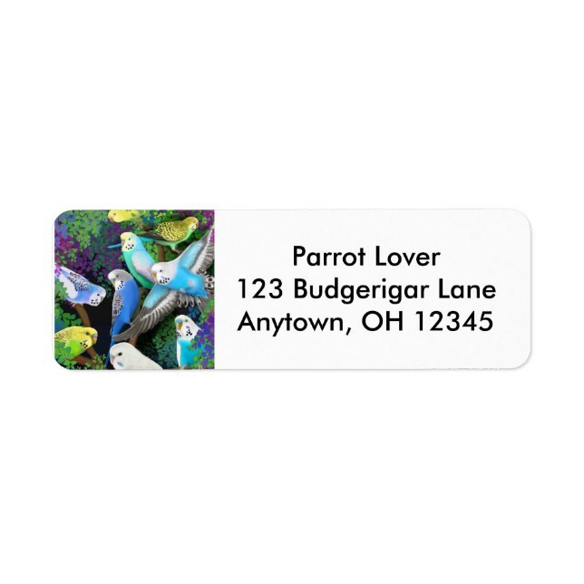 Budgerigars in Ferns Label (Front)