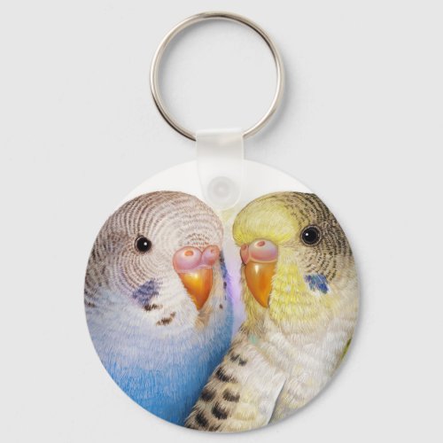 Budgerigars realistic painting keychain