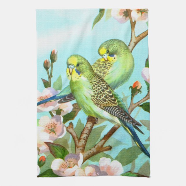 Budgerigars Towel (Vertical)