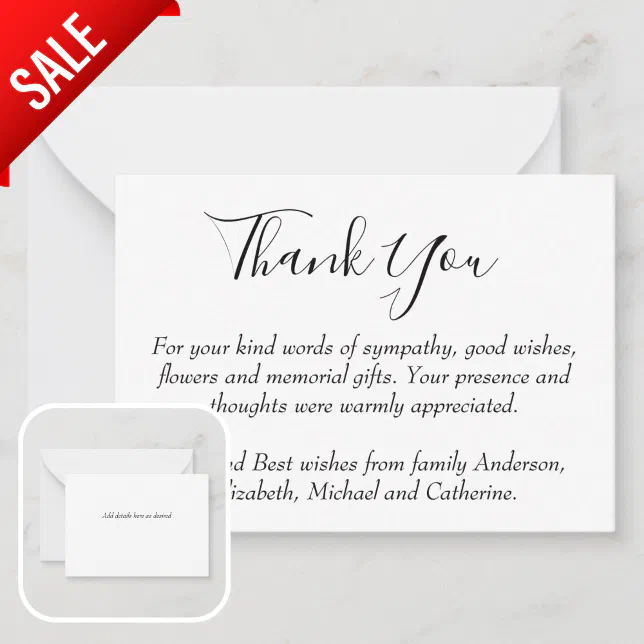 BUDGET 100 x Thank You Funeral Memorial NoteCards | Zazzle