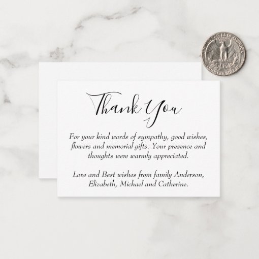 BUDGET 100 x Thank You Funeral Memorial NoteCards | Zazzle