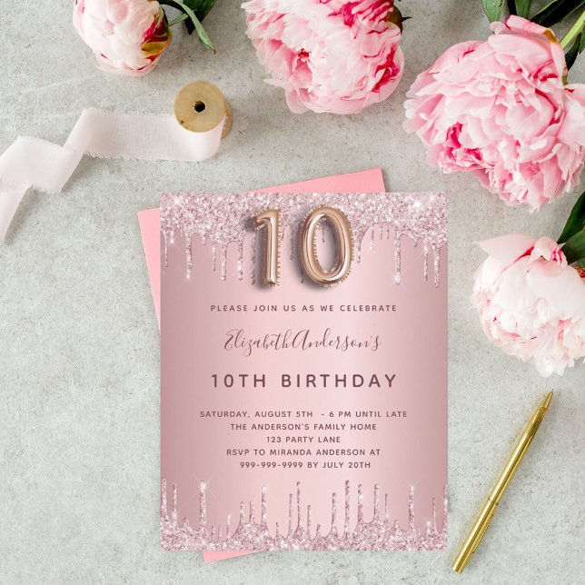 BUDGET 10th birthday pink dusty rose glitter drips (Creator Uploaded)