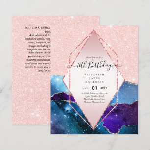 BUDGET 16th Birthday Glittery AGATE Sparkle Invite