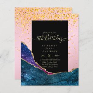 BUDGET 16th Birthday Glittery AGATE Sparkle Invite